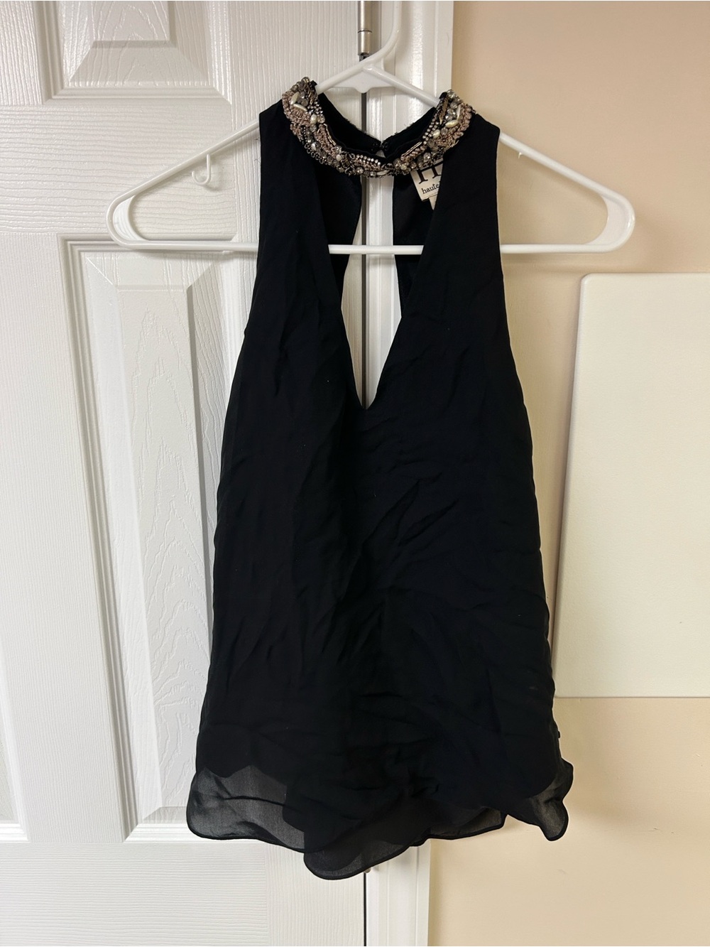 Haute Hippie Black Halter Silk Blouse Tank Top